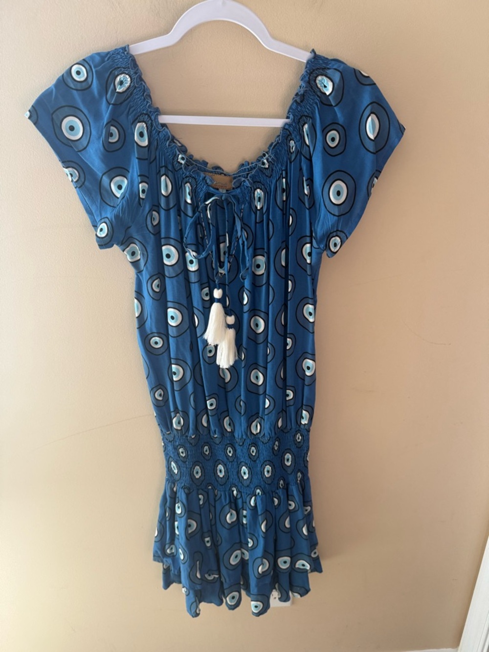 Nazar amulet evil eye dress novelty mini dres  rayon size Large